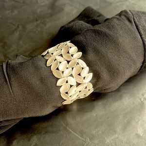 Brushed Silver Tone Leaf Bracelet